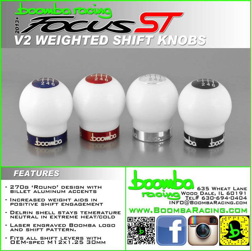 Boomba Racing White ROUND 270 Weighted Shift Knob-V2 Focus